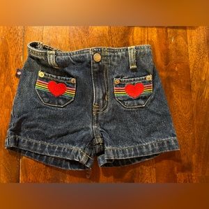 4/$20 Bongo jeans shorts, size 3T, hearts and rainbows